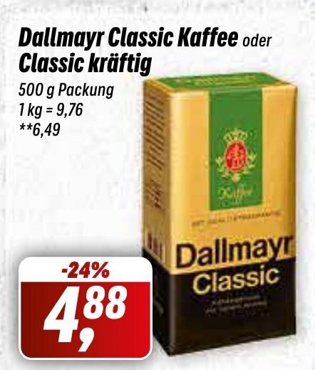 Simmel Dallmayr Classic Kaffee oder Classic kräftig 500 g Angebot