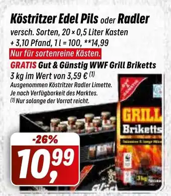 Simmel Köstritzer Edel Pils oder Radler 20*500ml Angebot