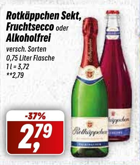 Simmel Rotkäppchen Sekt, Fruchtsecco oder Alkoholfrei 0,75 Liter Flasche Angebot
