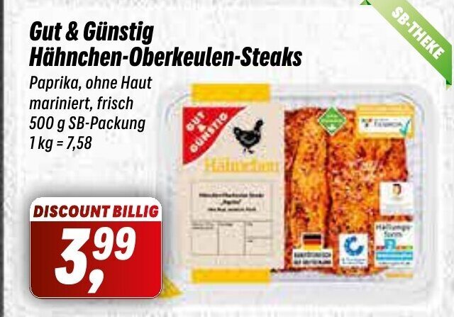 Simmel Hähnchen-Oberkeulen-Steaks 500g Angebot