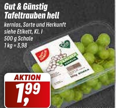 Simmel Gut & Günstig Tafeltrauben hell 500g Angebot