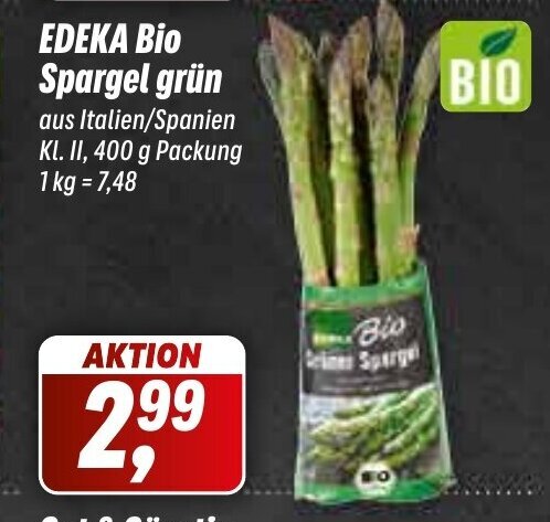 Simmel EDEKA Bio BIO Spargel grün 400g Angebot