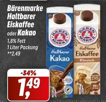 Simmel Bärenmarke Haltbarer Eiskaffee oder Kakao 1,8% Fett 1 Liter Packung Angebot