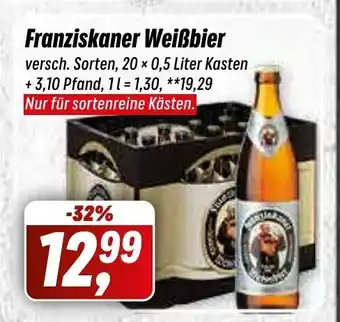 Simmel Franziskaner Weißbier versch. Sorten, 20 × 0,5 Liter Angebot