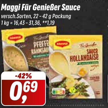 Simmel Maggi Für Genießer Sauce versch.Sorten, 22-42 g Packung Angebot