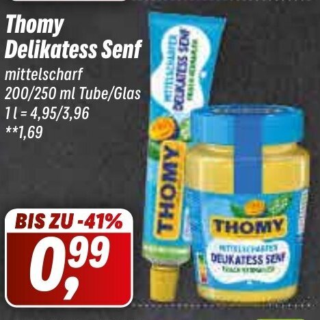 Simmel Thomy Delikatess Senf mittelscharf 200/250ml Angebot