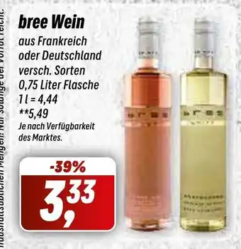 Simmel bree Wein aus Frankreich oder Deutschland versch. Sorten 0,75 Liter Flasche 11 = 4,44 Angebot