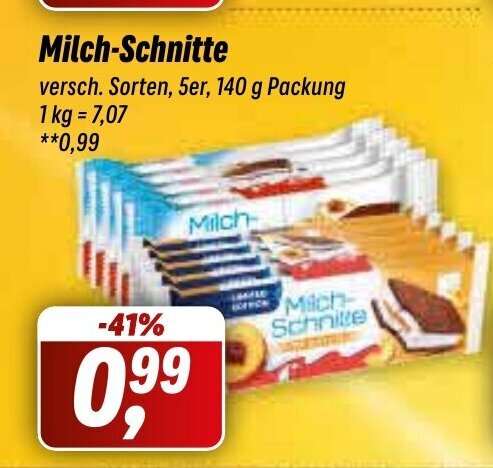 Simmel Milch-Schnitte versch. Sorten, 5er, 140 g Packung Angebot