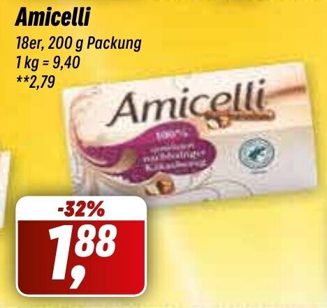 Simmel Amicelli 18er, 200 g Packung 1 kg = 9,40 Angebot