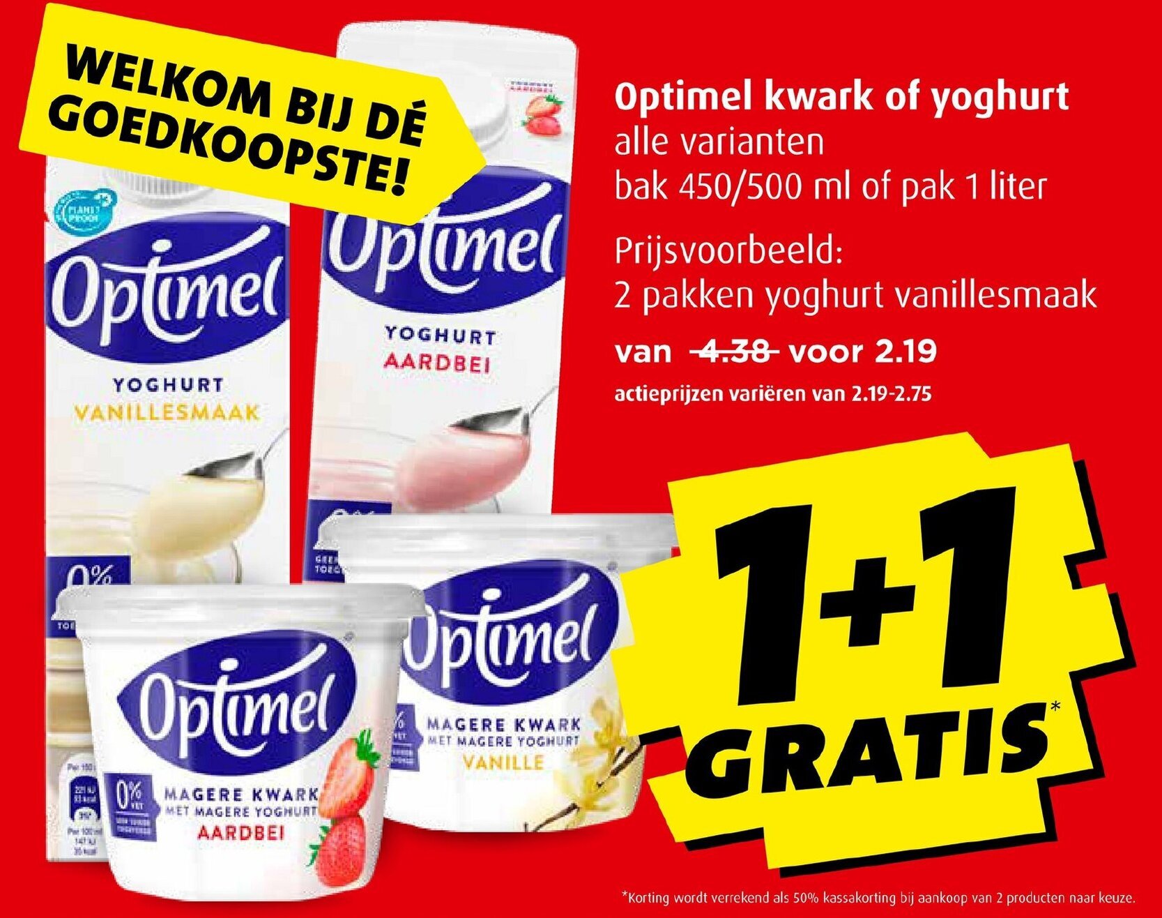 CENTERSHOP Optimel kwark of yoghurt alle varianten bak 450/500 ml of pak 1 liter Angebot