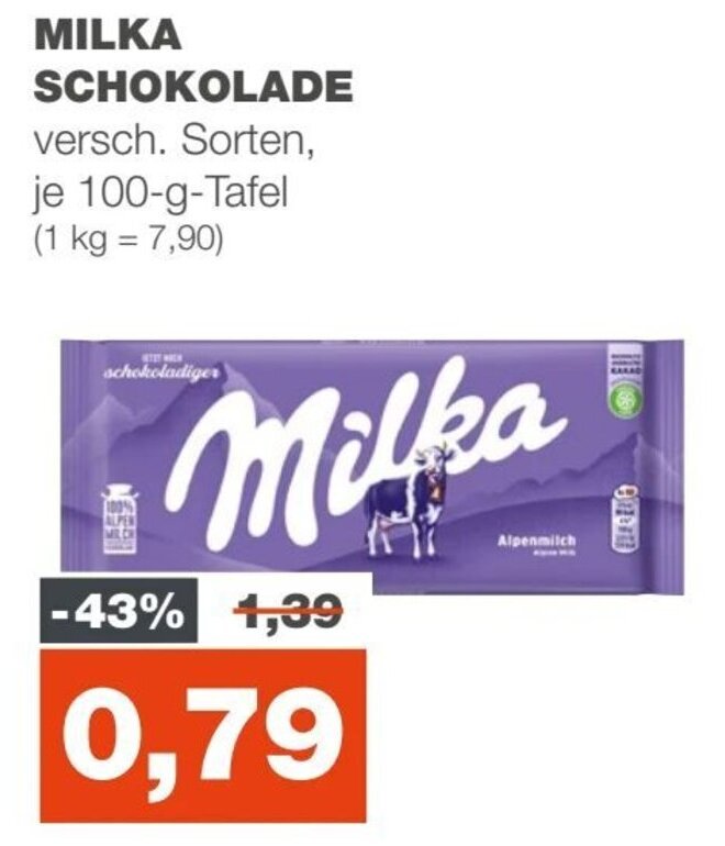 mein real MILKA SCHOKOLADE je 100 g Angebot