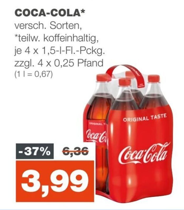 mein real COCA-COLA* je 4 x1.5 L Angebot