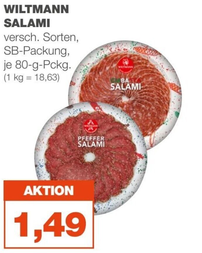 mein real WILTMANN SALAMI je 80 g Angebot