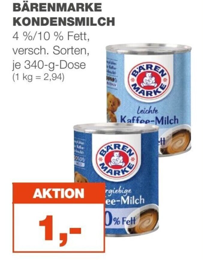 mein real BÄRENMARKE KONDENSMILCH je 340 g Angebot