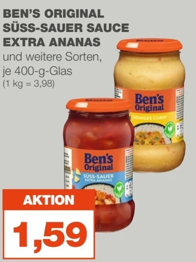 mein real BEN'S ORIGINAL SÜSS-SAUER SAUCE EXTRA ANANAS je 400 g Angebot
