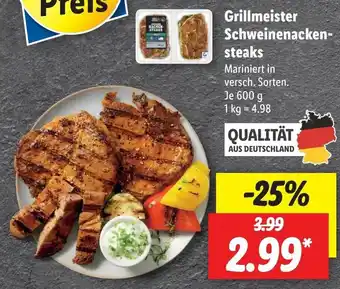 Lidl Grillmeister Schweinenackensteaks 600g Angebot