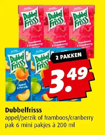 CENTERSHOP Dubbelfrisss appel/perzik of framboos/cranberry pak 6 mini pakjes à 200 ml 2 PAKKEN Angebot