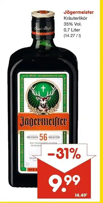 Netto Getränke Discount Jägermeister Kräuterlikör 35% Vol. 0,7 Liter Angebot