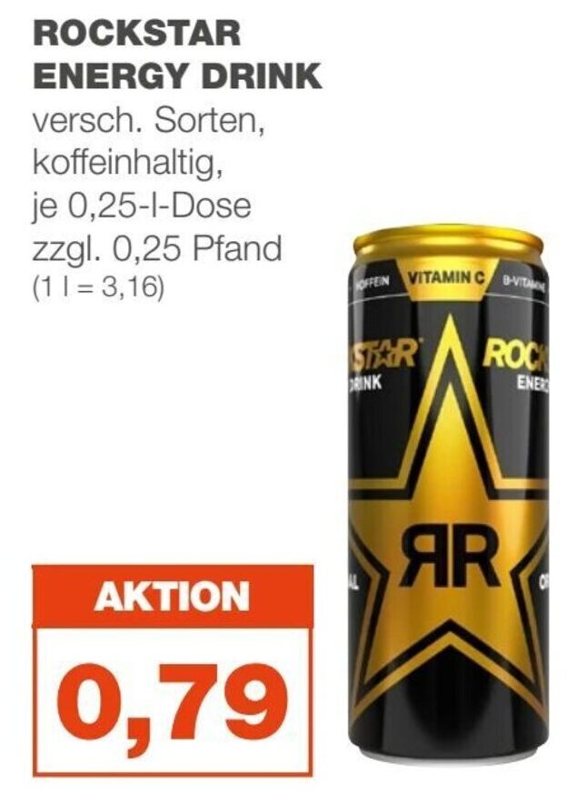 mein real ROCKSTAR ENERGY DRINK versch. Sorten, koffeinhaltig, je 0,25-l-Dose Angebot
