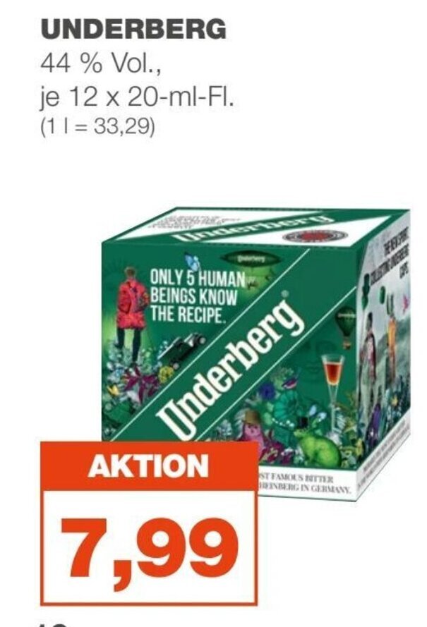 mein real UNDERBERG 44% Vol., je 12 x 20-ml-Fl. Angebot