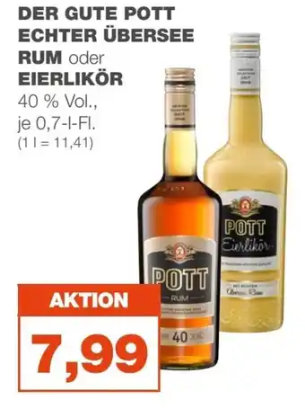 mein real DER GUTE POTT ECHTER ÜBERSEE RUM oder EIERLIKÖR 40% Vol., 700ml Angebot