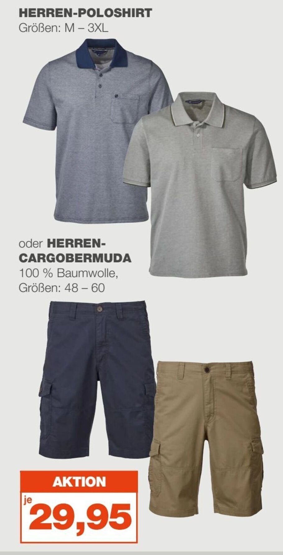 mein real HERREN-POLOSHIRT Größen: M - 3XL oder HERREN-CARGOBERMUDA 100% Baumwolle, Größen: 48-60 Angebot