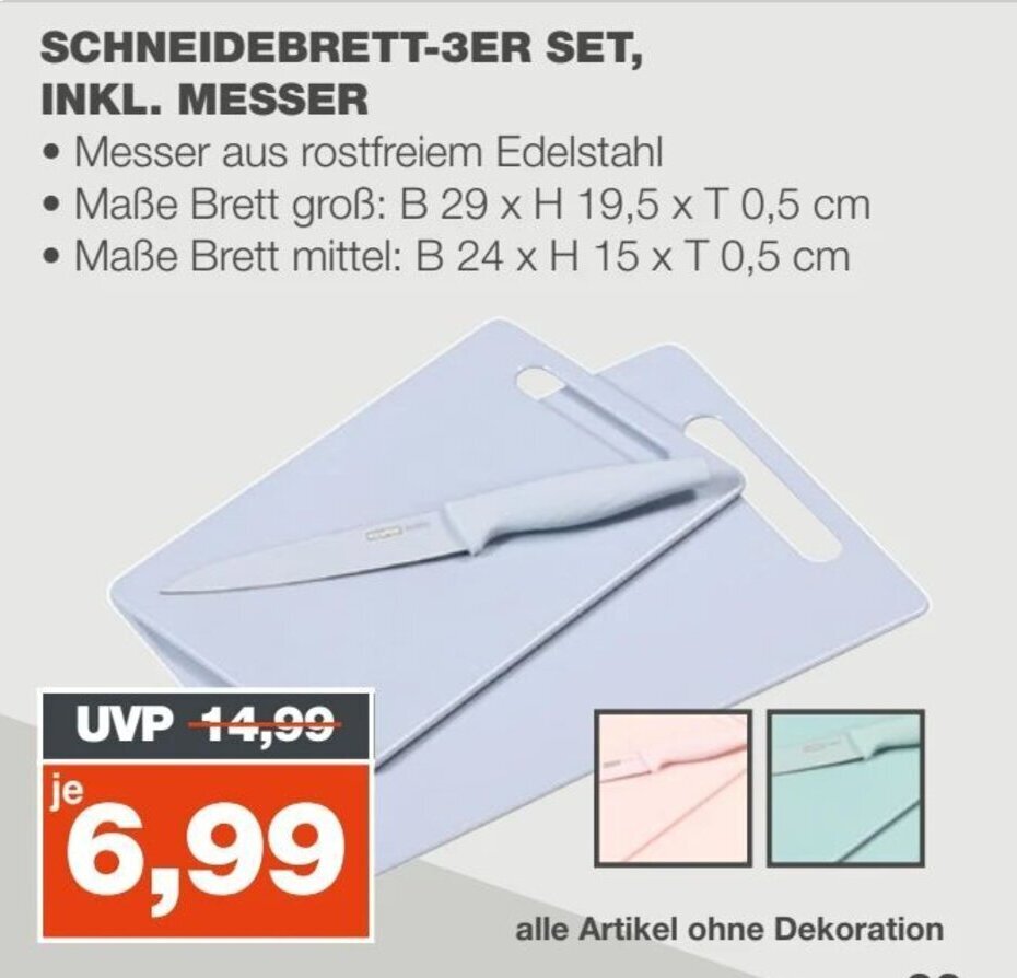 mein real KESPER SCHNEIDEBRETT-3ER SET, INKL. MESSER Angebot