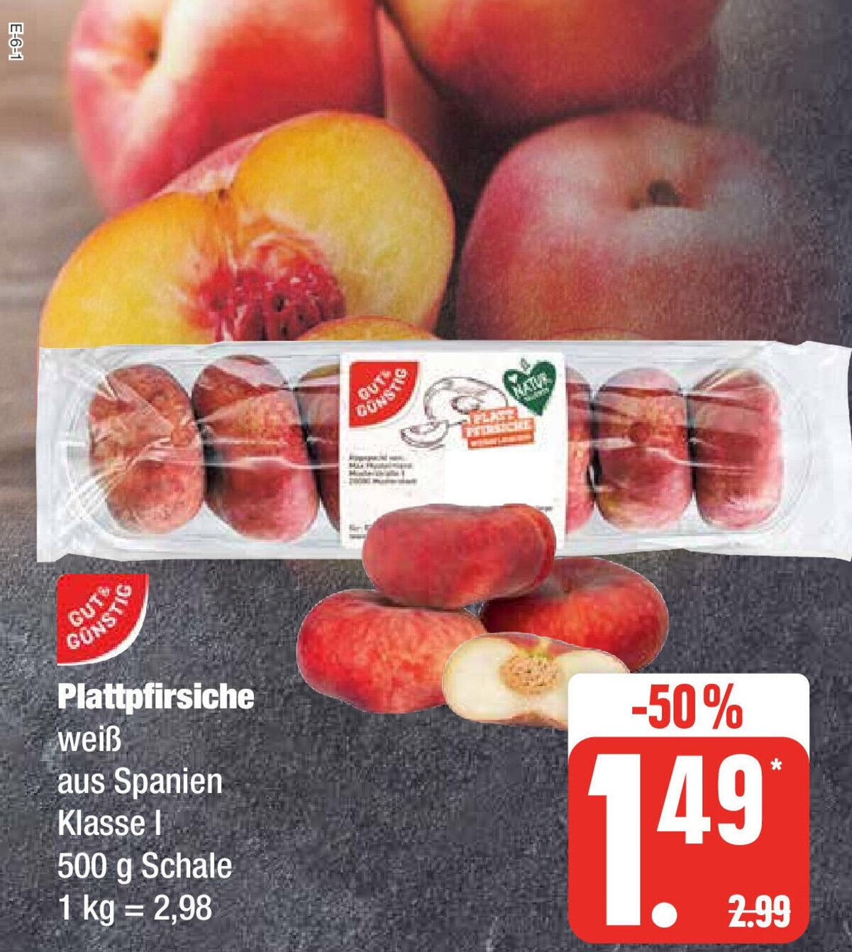 Edeka Gut & Gunstig Plattpfirsiche 500 g Schale Angebot