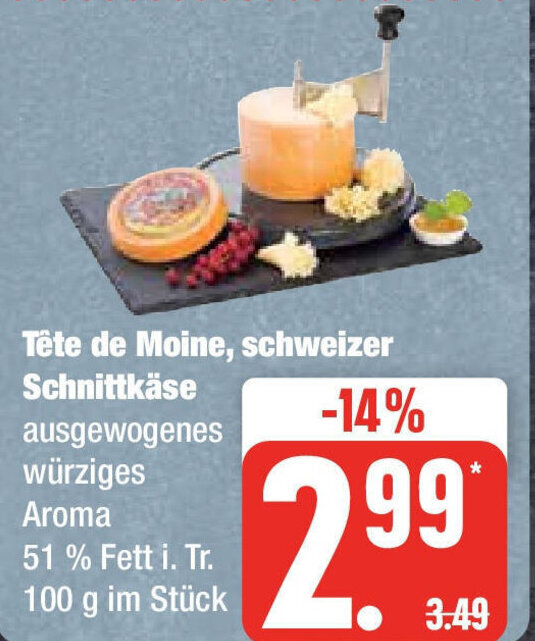 Edeka Tête de Moine, schweizer Schnittkäse 100 g Angebot