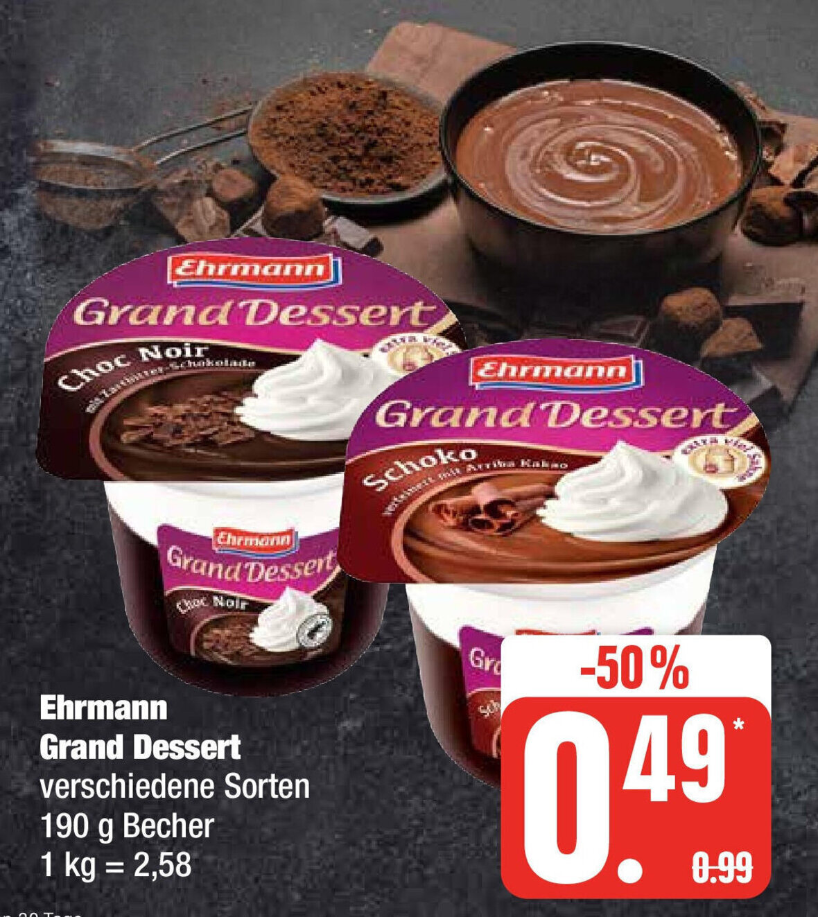 Edeka Ehrmann Grand Dessert verschiedene Sorten 190 g Angebot