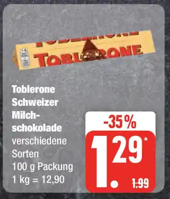 Edeka Toblerone Schweizer Milchschokolade verschiedene Sorten 100 g Angebot