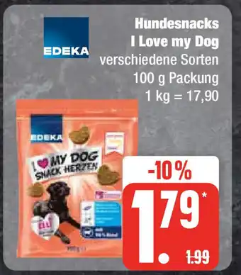 Edeka EDEKA Hundesnacks I Love my Dog verschiedene Sorten 100 g Angebot