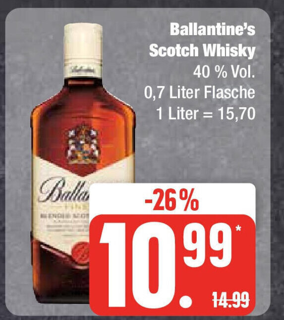 Edeka Ballantine's Scotch Whisky 0,7 Liter Angebot