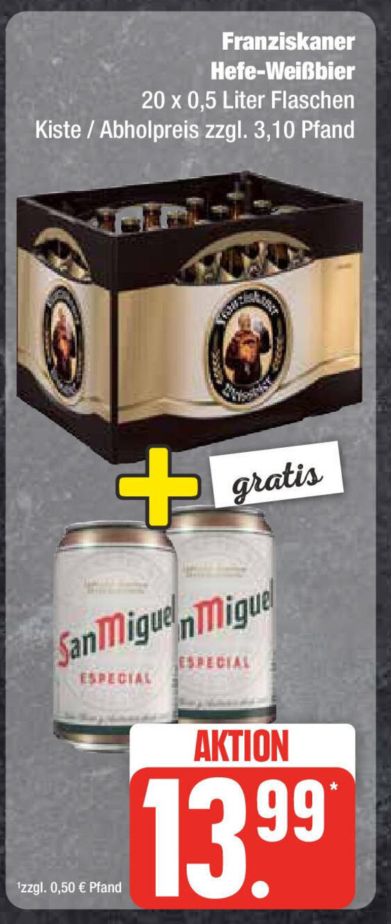 Edeka Franziskaner Hefe-Weißbier 20 x 0,5 Liter Angebot