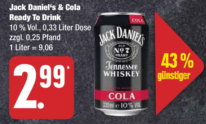 Edeka Jack Daniel's & Cola Ready To Drink  0,33 Liter Angebot