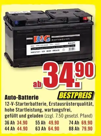 B1 Discount Baumarkt BIG Auto-Batterie Angebot