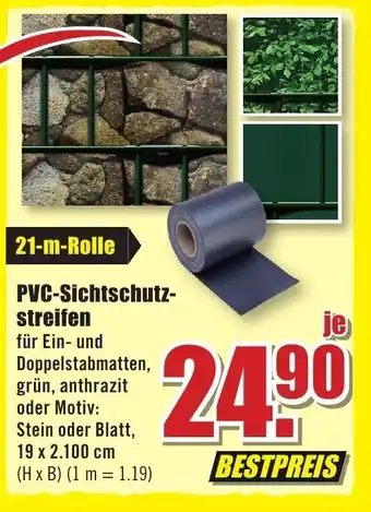 B1 Discount Baumarkt PVC-Sichtschutzstreifen 21-m-Rolle Angebot