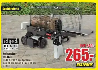 B1 Discount Baumarkt scheppach BLACK EDITION Holzspalter >>HL460< Angebot