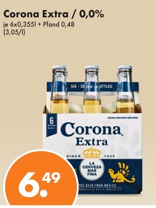 Trink und Spare Corona Extra / 0,0% 6*355ml Angebot