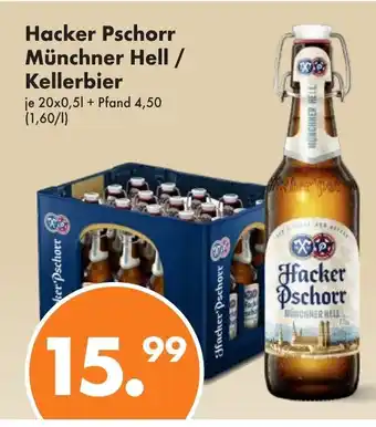 Trink und Spare Hacker Pschorr Münchner Hell / Kellerbier je 20x0,5l Angebot