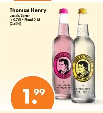 Trink und Spare Thomas Henry TONIC WATER versch. Sorten, 750ml Angebot