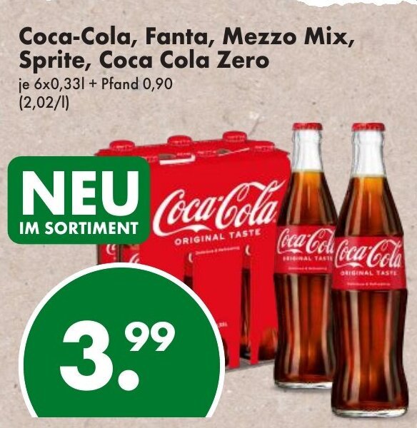 Trink und Spare Coca-Cola, Fanta, Mezzo Mix, Sprite, Coca Cola Zero 6*330ml Angebot