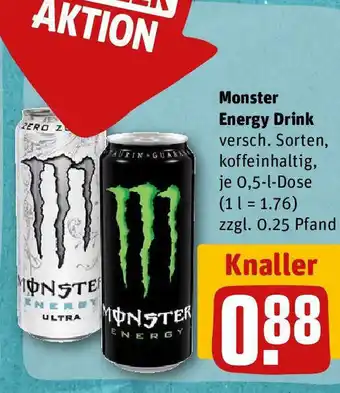 REWE Monster Energy Drink versch. Sorten, koffeinhaltig, je 0,5-l-Dose Angebot