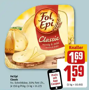 REWE Fol Epi Classic frz. Schnittkäse, 50% Fett i.Tr., je 150-g-Pckg. (1 kg = 11.27) Angebot