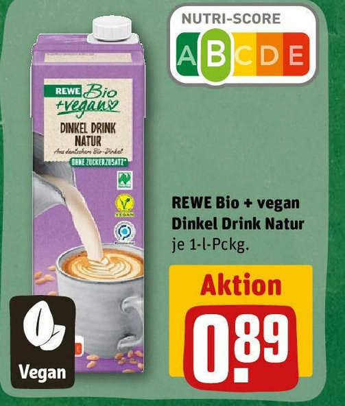 REWE Bio + vegan Dinkel Drink Natur je 1lPckg. Angebot bei REWE