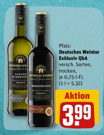 REWE Deutsches Weintor Exklusiv QbA versch. Sorten, trocken, 750ml Angebot