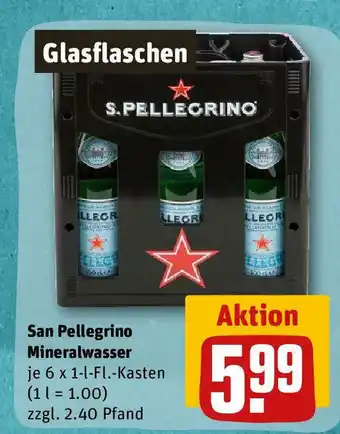 REWE San Pellegrino Mineralwasser je 6 x 1-l-Fl.-Kasten (1 l = 1.00) Angebot