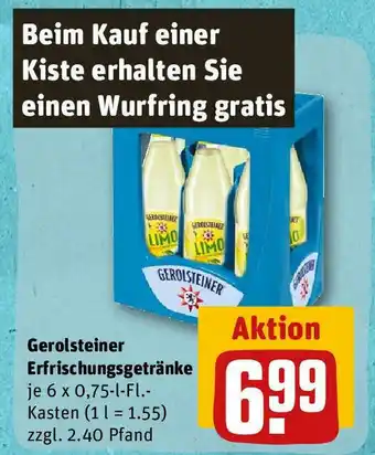 REWE Gerolsteiner Erfrischungsgetränke je 6 x 0,75-l-Fl.-Kasten (1 l = 1.55) zzgl. 2.40 Pfand Angebot