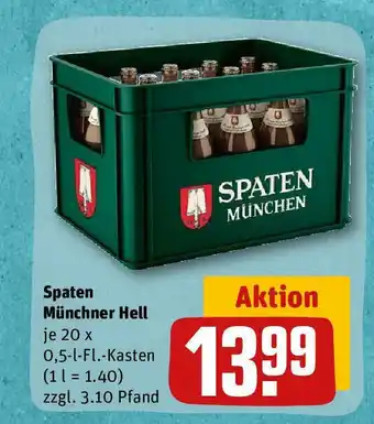 REWE Spaten Münchner Hell je 20 x 0,5-l-Fl.-Kasten Angebot