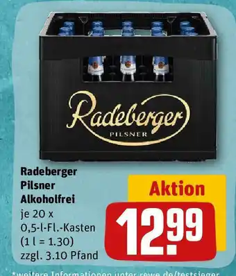 REWE Radeberger Pilsner Alkoholfrei je 20 x 0,5-l-Fl.-Kasten Angebot